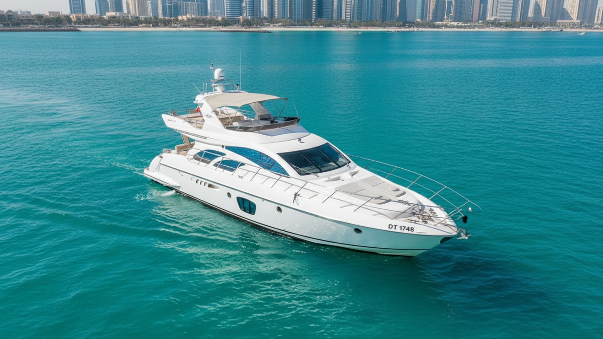 Starlight Duchess 55 ft aerial view, luxury yacht Dubai