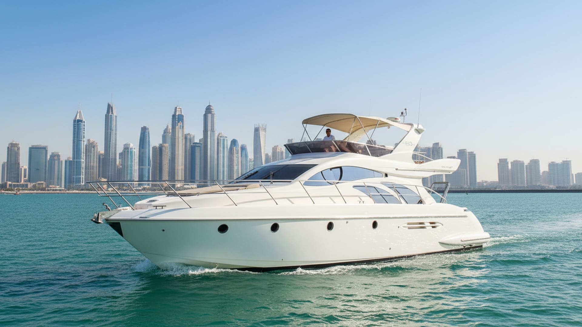 Horizon Ocean 50 ft luxury yacht cruising Dubai Marina