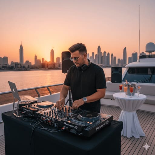 Premium Dubai yacht entertainment: music, DJ, activities.