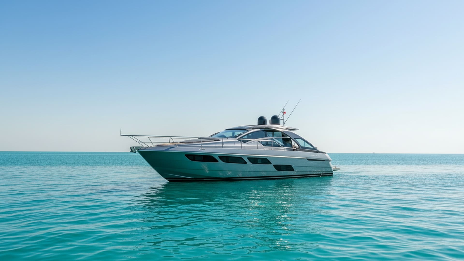 Sleek exterior of Ruby Crown 52 ft yacht in Dubai