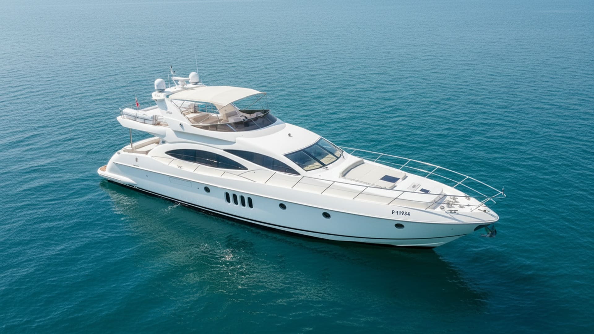 Aerial view of Coral Explorer 68 ft yacht in Dubai