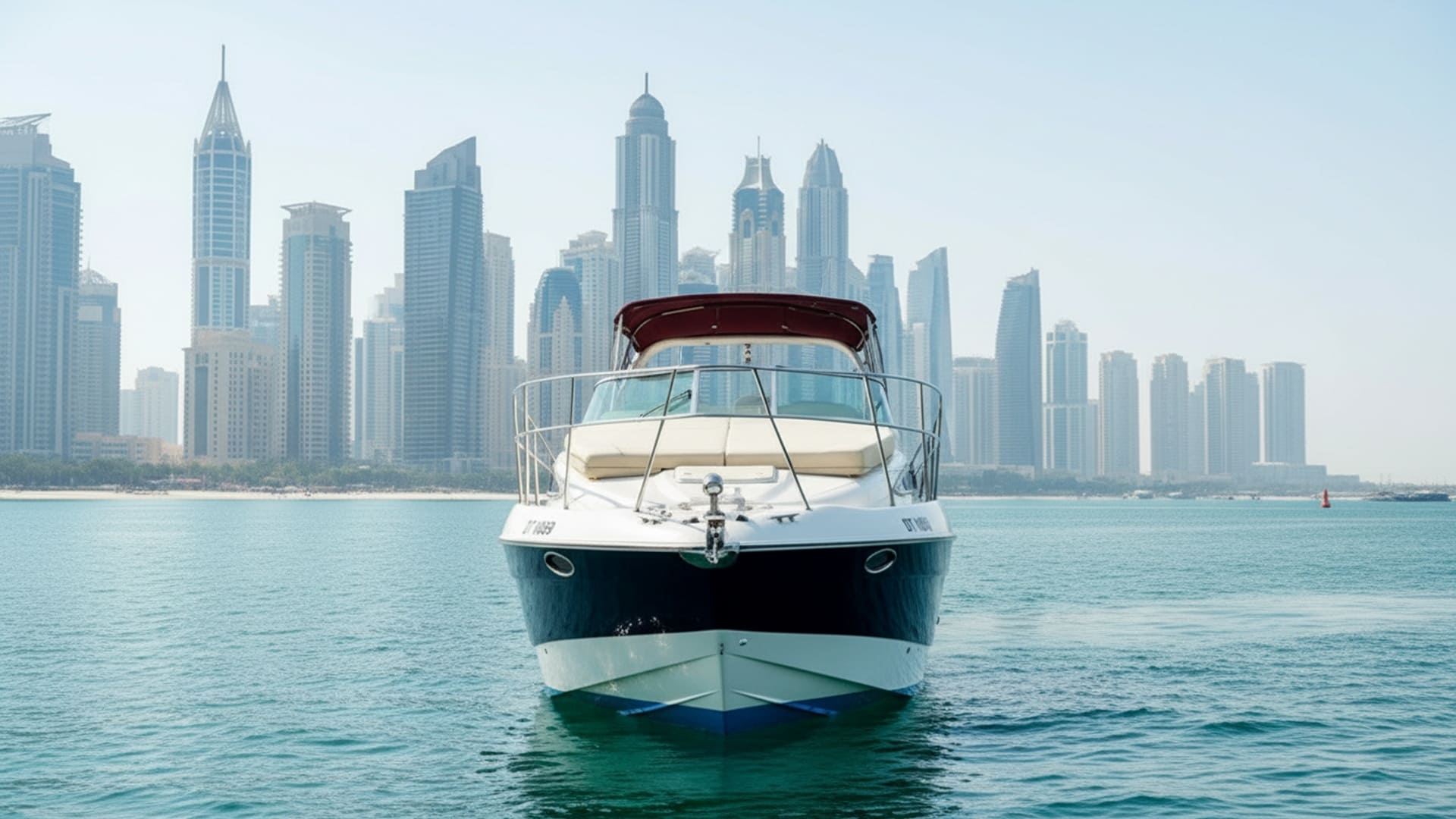 Spacious deck and comfortable seating on Sunrise Legend 33 ft