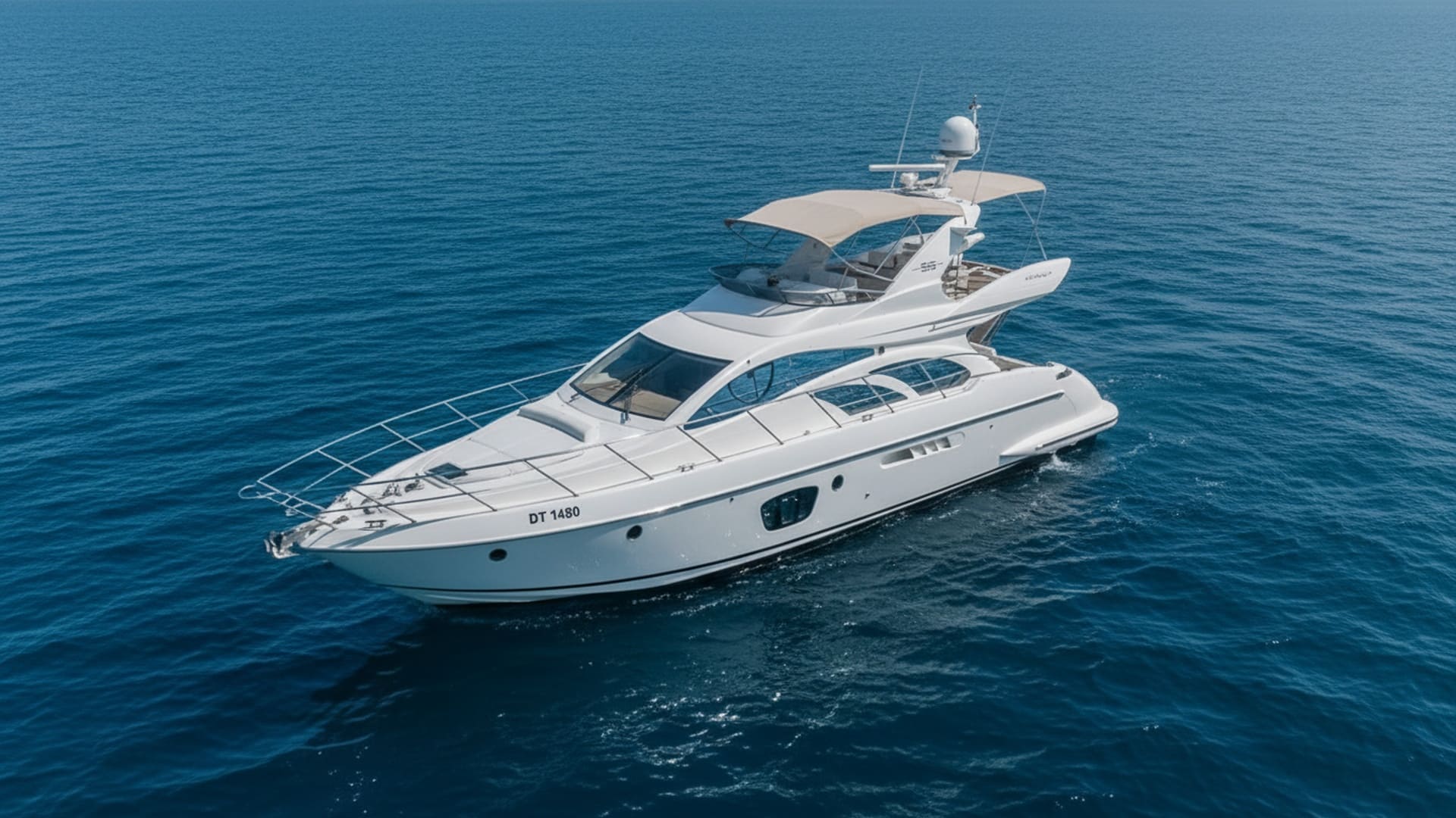 Aerial view of Platinum Duchess 55 ft premium yacht rental