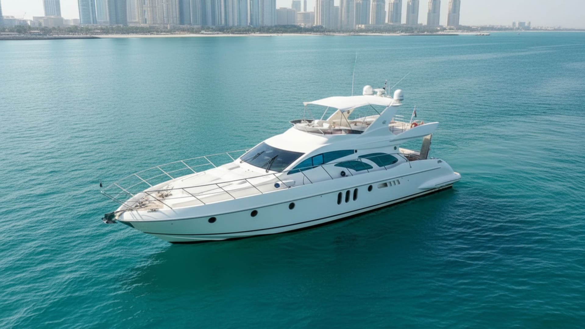 Aerial view of Ocean Navigator 62 ft yacht in Dubai Marina