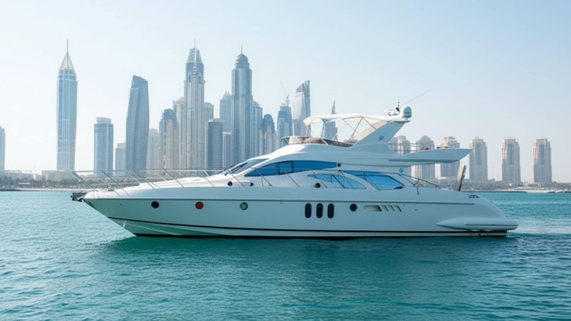 Ocean Navigator 62 ft luxury yacht docked in Dubai Marina